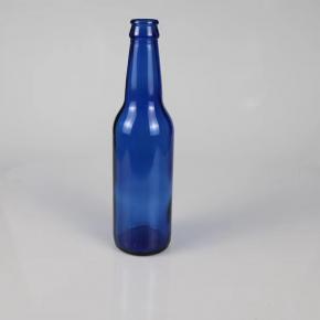 High quality good price 330 ml bulk extra flint round blue beer glass bottle crown lid