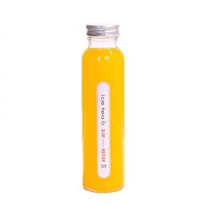 250ml 300ml 500ml Beverage Fresh Milk Juice Mango Juice Custom Round Glass Bottle with metal lid
