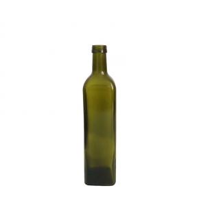 Wholesale empty kitchen cooking vinegar olive oil green color glass bottle with metal lid