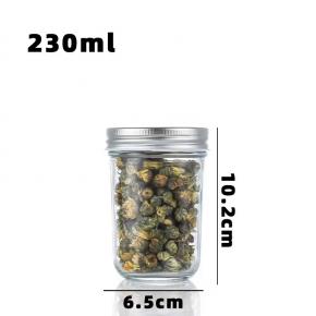 8 Ounce Glass Regular Mouth Mason Jars with Silver Metal Airtight Lids for Food Storage