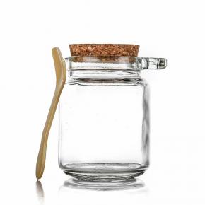 Wholesale honey glass jar jam jar storage air tight glass jar with spoon