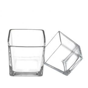 Recycled Empty square Glass Candle Jar For Home Exim