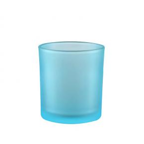  frosted glass candle jar with spray color glass cup candle holder