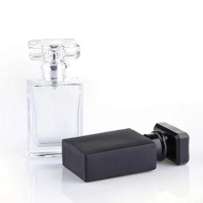 30ml 50ml transparent matte black flat square glass perfume bottle spray bottle 