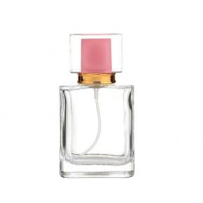 50ml square transparent perfume spray bottle luxury glass bottle with silver colored cap