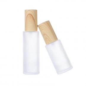  30ml 40ml 50ml 80ml 100ml 120ml Cosmetic glass frosted lotion cream bottle set with wooden cover