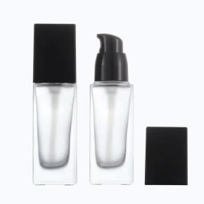  15ml 20ml 30ml 40ml Clear Glass Frosted Square Cosmetic Lotion bottle Pump Bottle