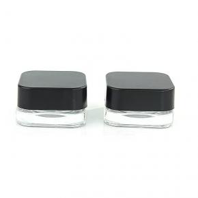 10g square clear cosmetic glass cream empty jar with black lid